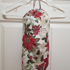 Handmade Christmas Poinsettia Pattern Kitchen Plastic Grocery Bag Holder and Dispenser image 1