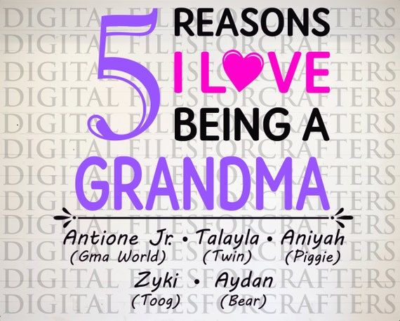 Reasons I Love Being A Grandma Svg Nanna Svg Mawmaw Svg Etsy