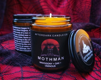 Mothman Candle, Story of Mothman, Afterdark Candle Co