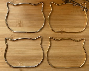 Alças de bolsa em forma de cabeça de gato, alças de bolsa de metal, alças de bolsa macrame, faça você mesmo,