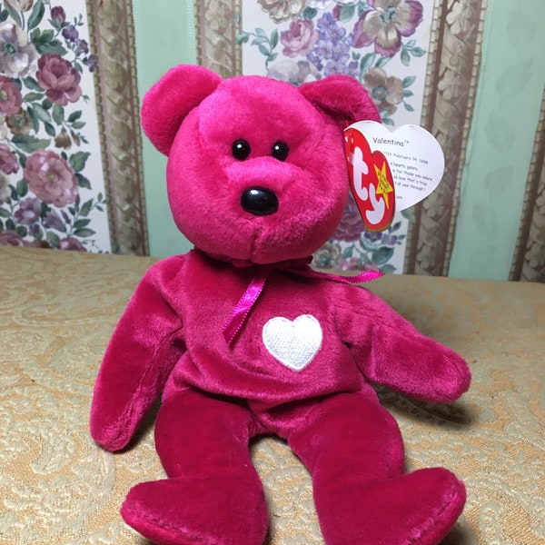 Valentina pink bear beanie baby 1998 very good condition