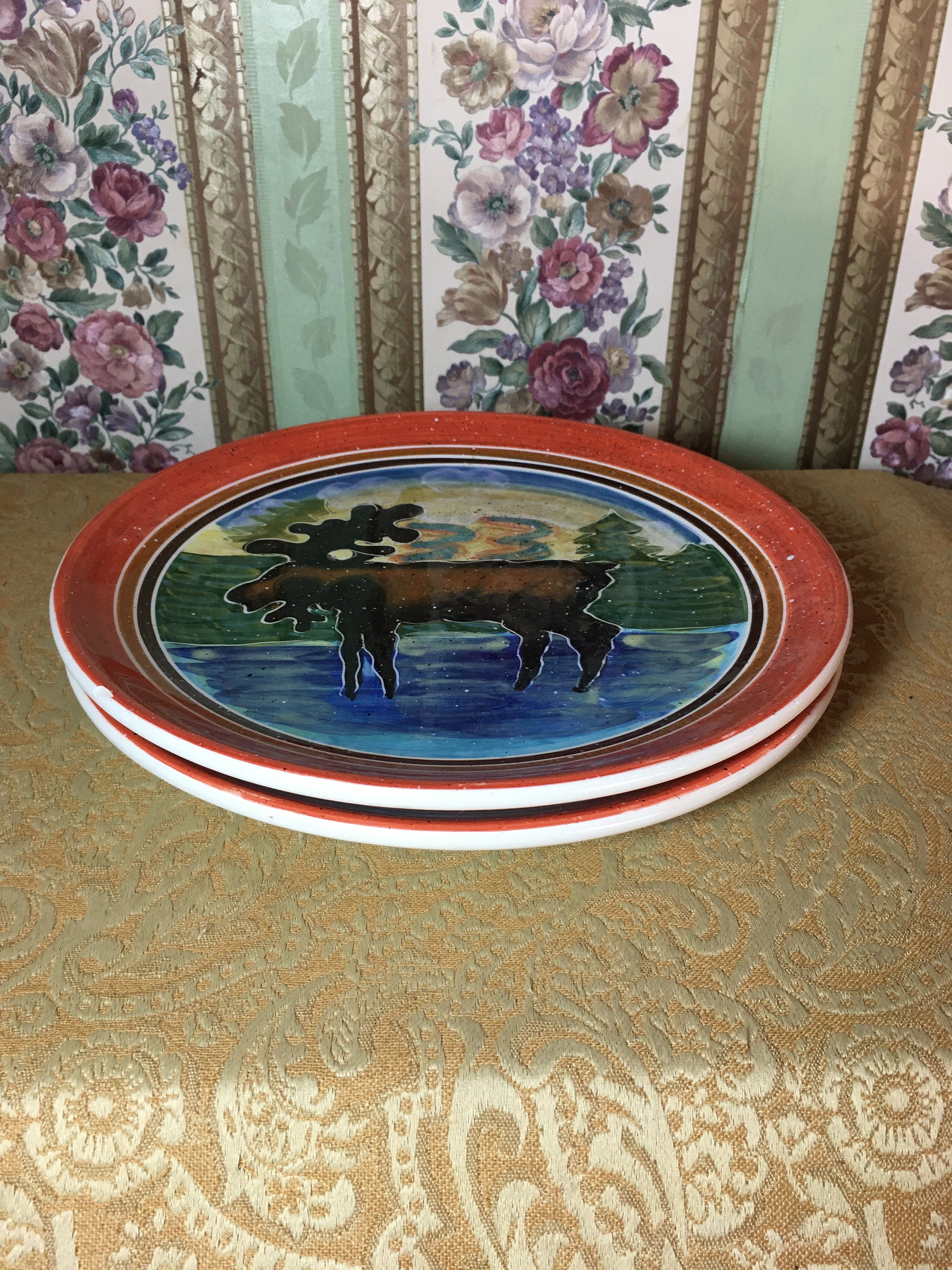 Set of 2 Moose Dinner Plates by Julie Ueland Etsy