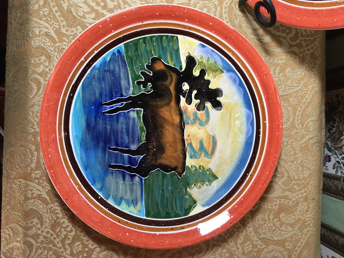 Set of 2 Moose Dinner Plates by Julie Ueland Etsy