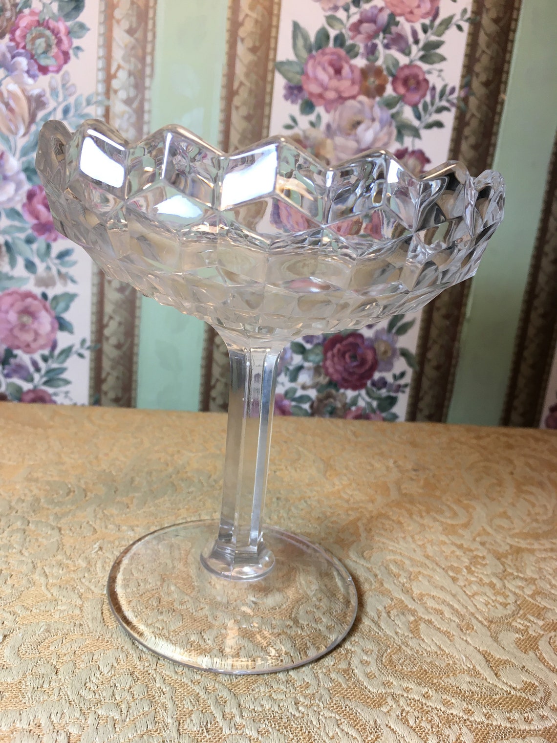 Fostoria American Clear Stemmed Open Compote 6 Tall. Chip on Base. Etsy