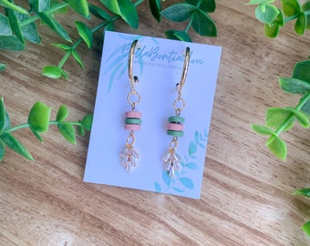 Two toned green and pink Dangle earrings