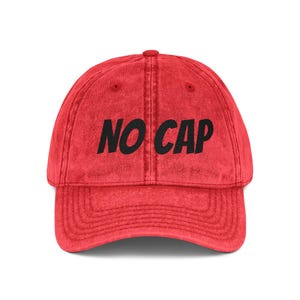 Vintage Embroidered Cap | No Cap, Red Hat, Casual Streetwear, Gift for Him/Her, Summer Accessories, Sporty Fashion