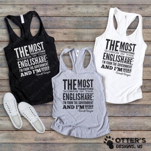 Le parole più terrificanti sono che sono del governo e sono qui per aiutare, Citazioni di Ronald Reagan, Citazione patriottica, Slim-fit Racerback Tank