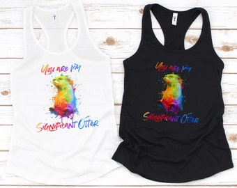 My Significant Otter Shirt || Water Colors, Chicken, Cute Animal Tank, Women, Slim-fit Racerback Tank, Item 6006