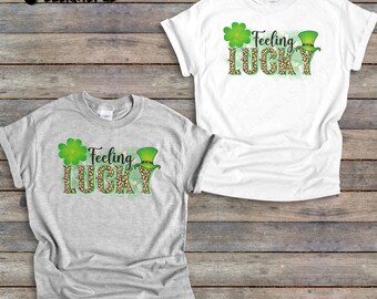Feeling Lucky II Cute St. Patrick’s Day Shirt, St Patty’s Day, Leprechaun Hat Shirt, Shamrock, Luck of the Irish, Lucky Day Shirt