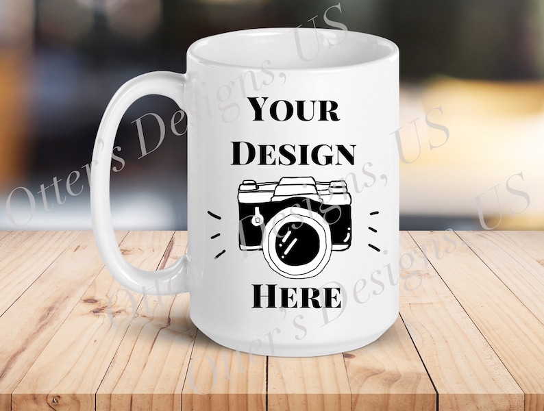 Download 15 Oz Coffee Mug Mockup Left White Coffee Mug Light Wood ...