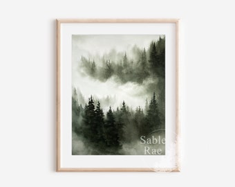11x14”, “Foggy Woodlands No. 4” Original watercolor painting, foggy forest, unframed