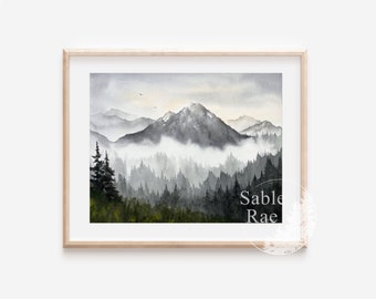 11x14”, “Fresh Mountain Air No. 1” Original watercolor painting, mountains and pine forest, unframed