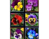Pansy Panel 6 Squares 23 quot x 22 quot Floral Lovely by Elizabeth 39 s Studio
