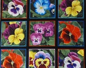 Pansy Panel 9 Squares 23 quot x 26 quot Floral Lovely by Elizabeth 39 s Studio