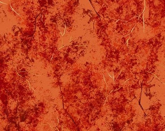 Shades of Autumn - Cinnamon Metallic Fabric - Red Cotton Fabric by RJR Fabrics
