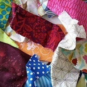 Restos de tela de algodón, tiras de tela, trozos de tela, restos, bolsa de retales