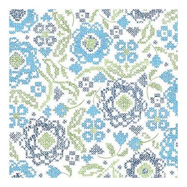 Blue Belle - Embroidery Hoop - Porcelain Metallic Fabric - Cotton Fabric by RJR