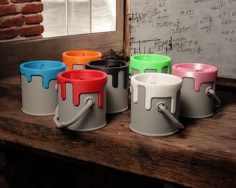 Dripping Paint Bucket Pencil Holder | Unique Desk Organizer & Fun Office Decor | Teacher Gift, Office Accessory