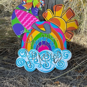 Summer Rainbow Door Hanger,Summer Door Hanger,Summer Decor,Rainbow Door Hanger,Sunshine Door Hanger