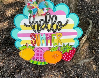 Hello Summer Fruit Door Hanger: 3D Scallop Decor