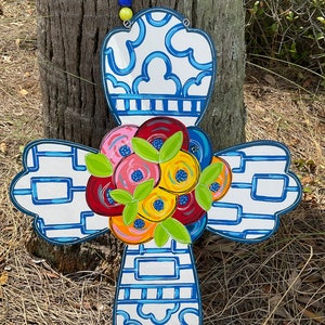 Chinoiserie Door Hanger, Chinoiserie Door Decor, Chinoiserie Cross