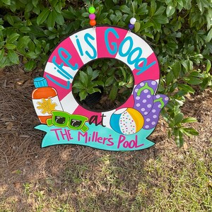 Pool Float Door Hanger, Summer Door Hanger, Summer Wreath, Personalized Door Hanger