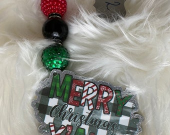 Christmas Keychain, Christmas Wristlet, Beaded Keychain, Stocking Stuffer, Mother’s Day Gift