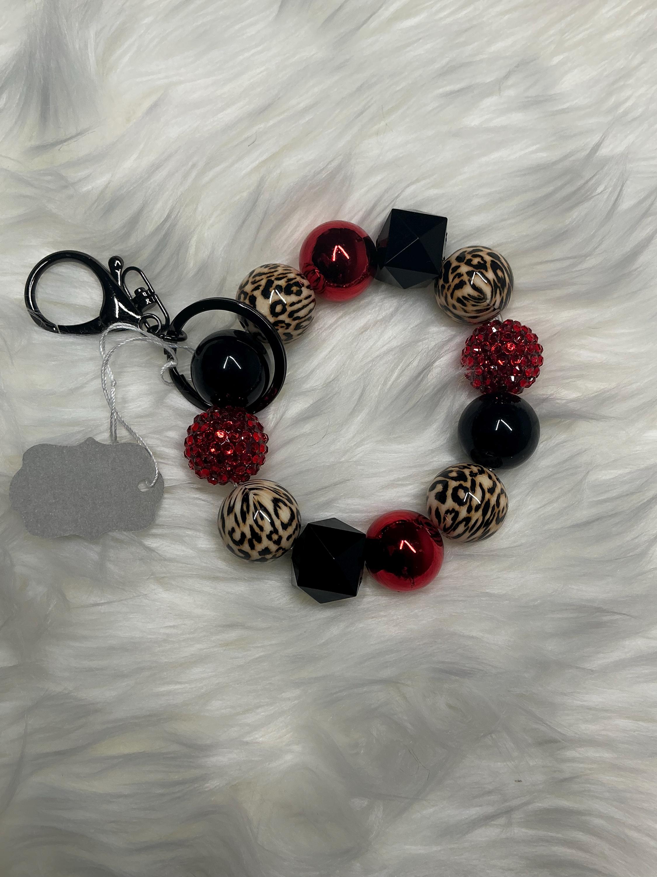 Cheetah Print Beaded Wristlet Keychain: Animal Print Key Finder - Etsy