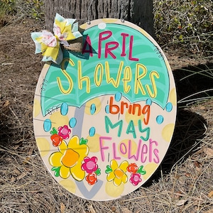 Floral Door Hanger, Spring Decor, Spring Door Hanger, Spring Wreath, Spring, Umbrella, Flower Door Hanger, April Showers, May Flowers