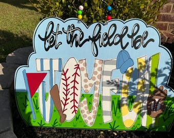 Door Hanger, Wreath, Baseball, Softball, Spring, Summer, Sports, Door Decor