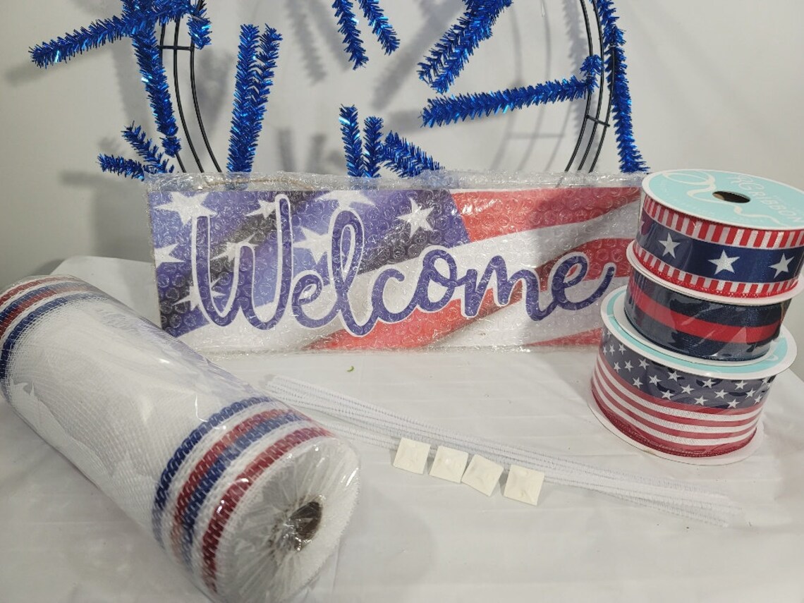 Patriotic Wreath Kit DIY Do It Yourself Wreath Kit Wreath Etsy