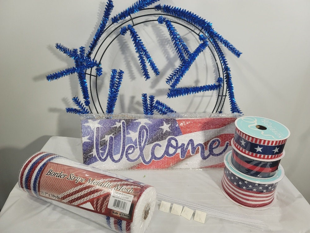 Patriotic Wreath Kit DIY Do It Yourself Wreath Kit Wreath Etsy