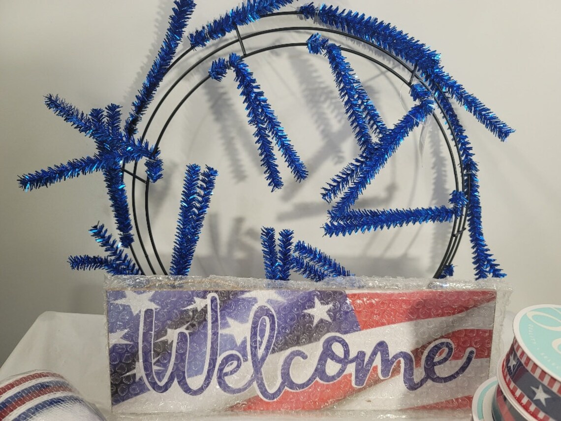 Patriotic Wreath Kit DIY Do It Yourself Wreath Kit Wreath Etsy