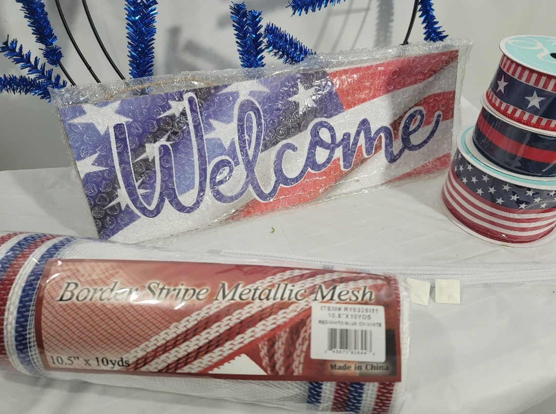 Patriotic Wreath Kit DIY Do It Yourself Wreath Kit Wreath Etsy