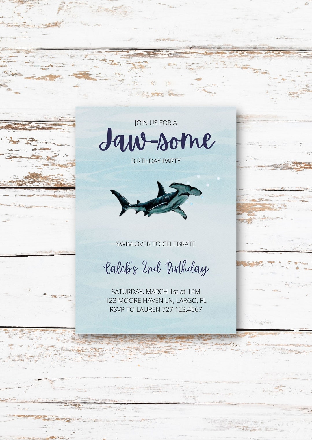 Shark Birthday Invitation Template, Shark Birthday Invite - Etsy