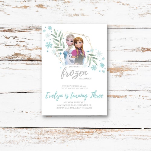 Editable Frozen Birthday Invitation Template Printable Etsy Canada