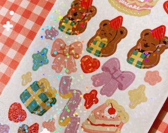 001. Superbear by Supercakeco Confetti Sparkly Sticker Sheet