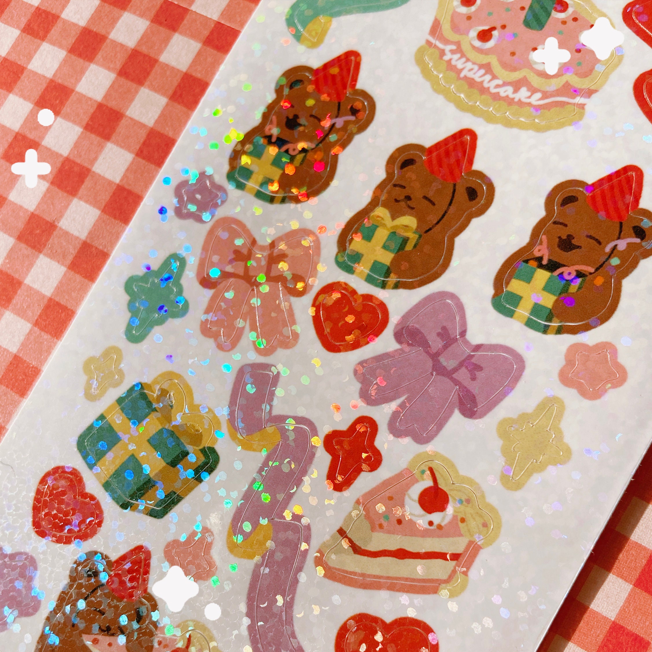 001. Superbear by Supercakeco Confetti Sparkly Sticker Sheet
