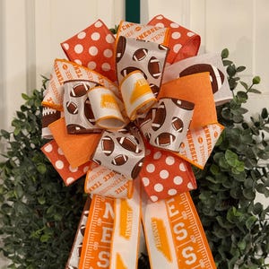 University of Tennessee Football Bow, Handmade Wreath Decor