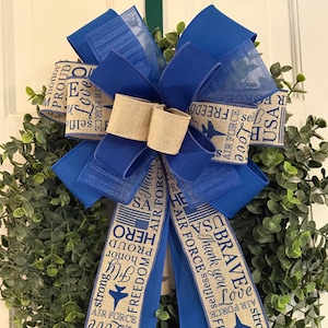 Handmade Air Force Ribbon Bow, Wreath or Lantern Decor