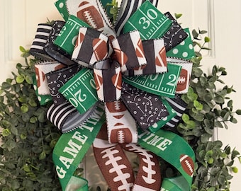 Football Bow Wreath Decor, Game Time Ribbon Accent