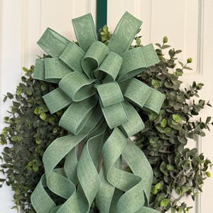 Fern Green Bow, Navy Blue Bow, Farmhouse Bow, Mid Century Modern Bow, Wreath Bow, Mailbox Bow, Home Decor, Spring Bow, Summer Bow