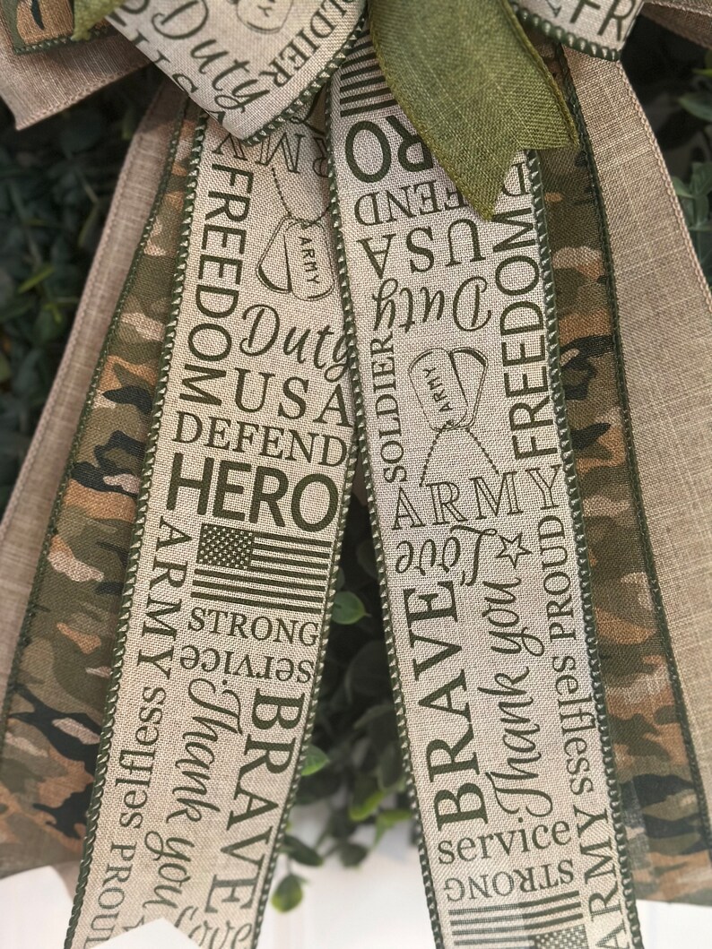 Handmade Patriotic Bow, Camo & Beige, Door Hanger Wreath Decor - Etsy