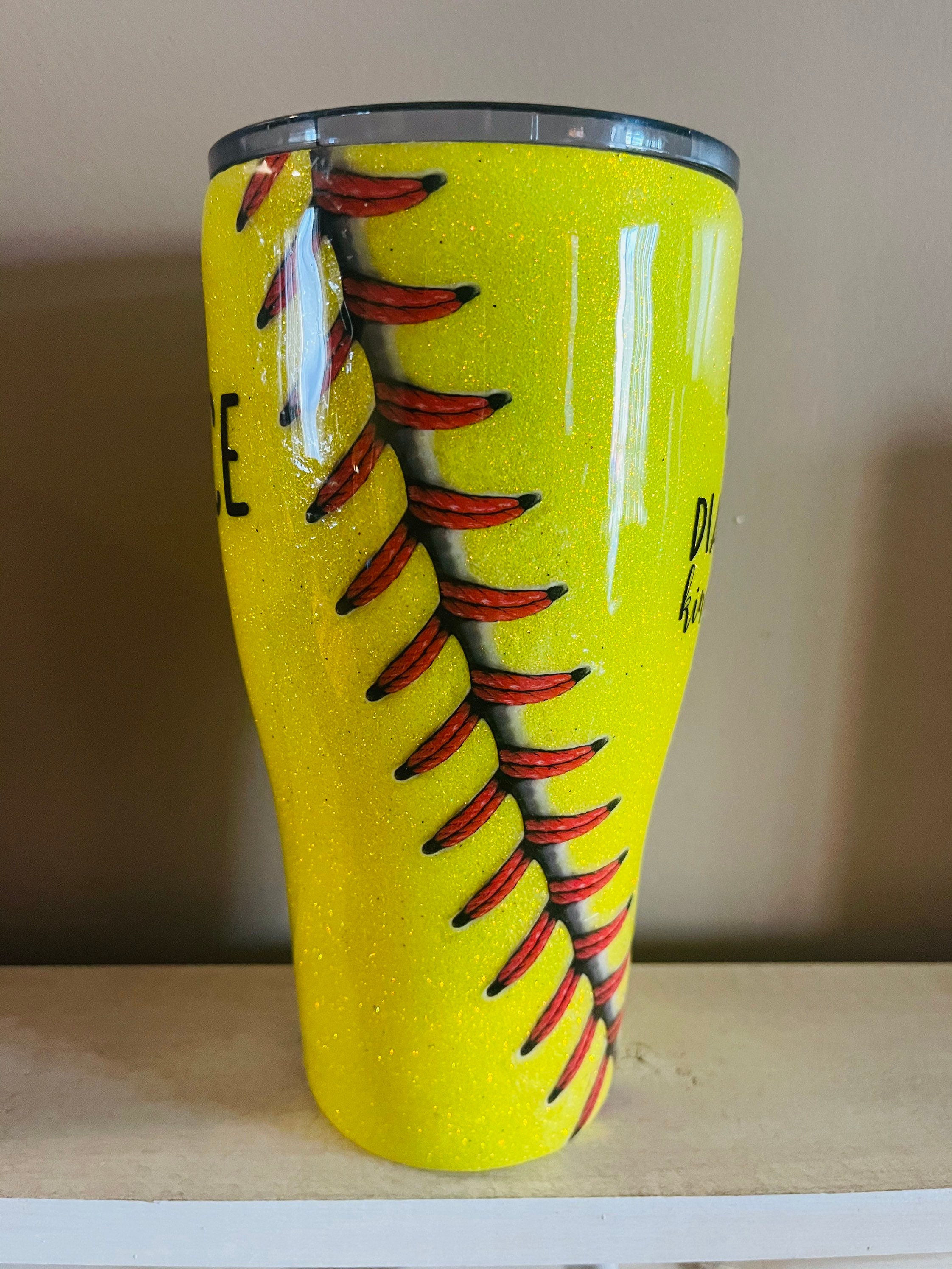 Softball Glitter Tumbler Etsy