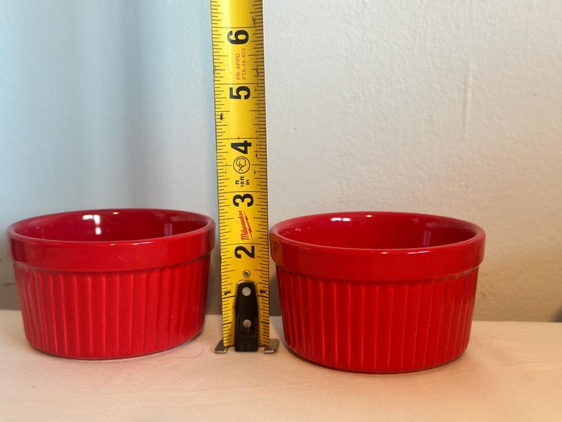 Midwinter Cookware Ramekins Vintage Pioneer Woman Collection Red Fluted Stoneware Ramekins Bowls ...