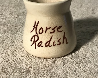 Vintage Ceramic Kitchen Decor Horse Radish Display Jar / Mini succulent Planter