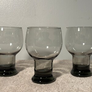Vintage Glass Libbey Smoke Gray Sun Down Drink Glass Set of 3