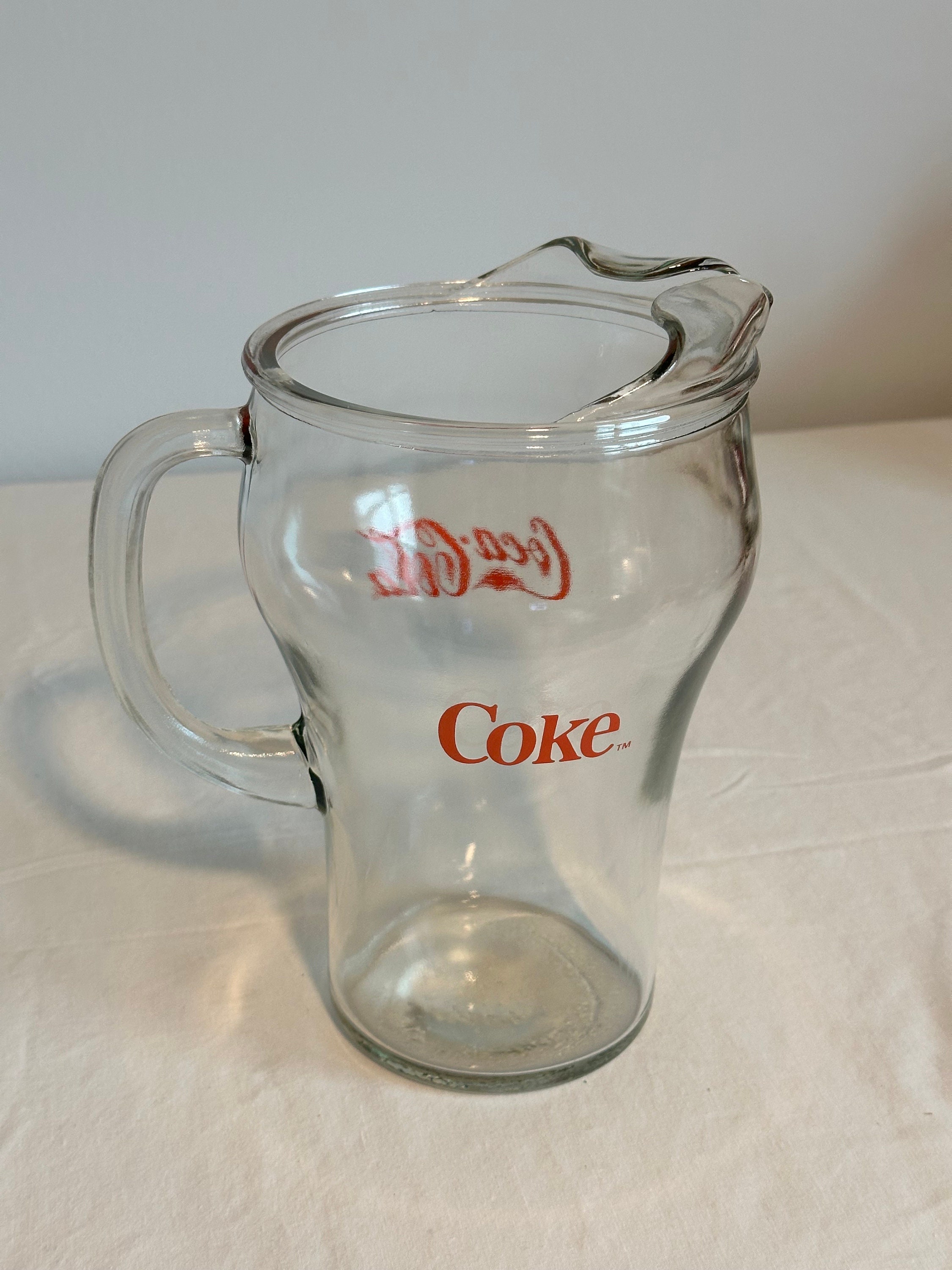 Vintage 1970s Glass 64 Oz Coca Cola Pitcher and 8 Oz Drinking Cups Set ...