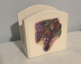 Vintage Style Kitchen Essentials Cabernet Grapes Heavy Ceramic Napkin Holder Office Home and Kitchen Decor