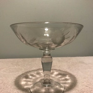 vintage crystal glass etched flower pattern Compote